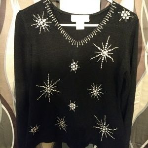 Black Beaded Sweater Medium